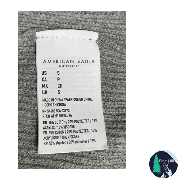 SOLD American Eagle Sweater Small Gray Crew Henley Long Sleeve Lightweight EUC - Picture 4 of 9